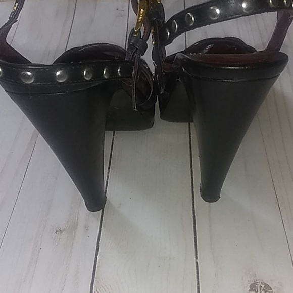 Prada black strappy rivet platform heels - Picture 5 of 8